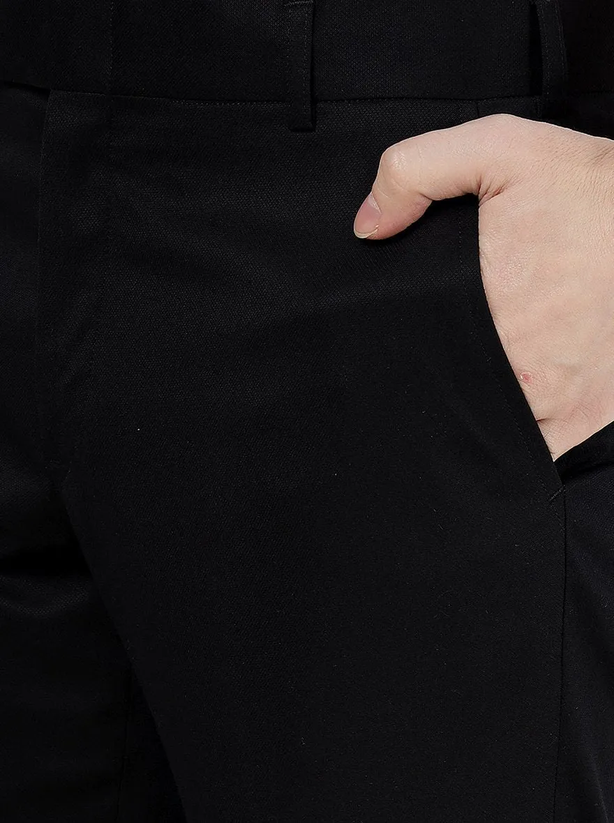 Black Solid Super Slim Fit Formal Trouser | JadeBlue