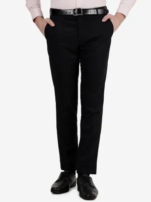 Black Solid Super Slim Fit Formal Trouser | JadeBlue