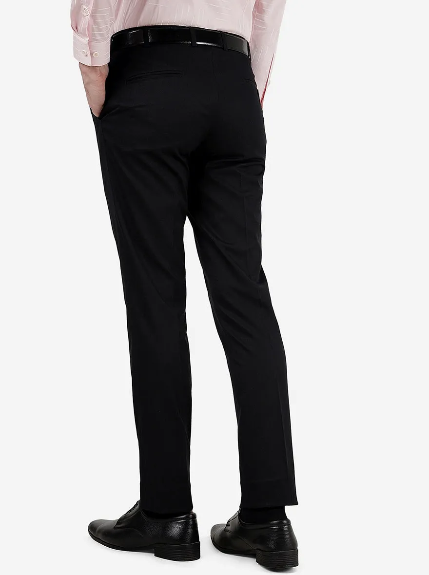 Black Solid Super Slim Fit Formal Trouser | JadeBlue