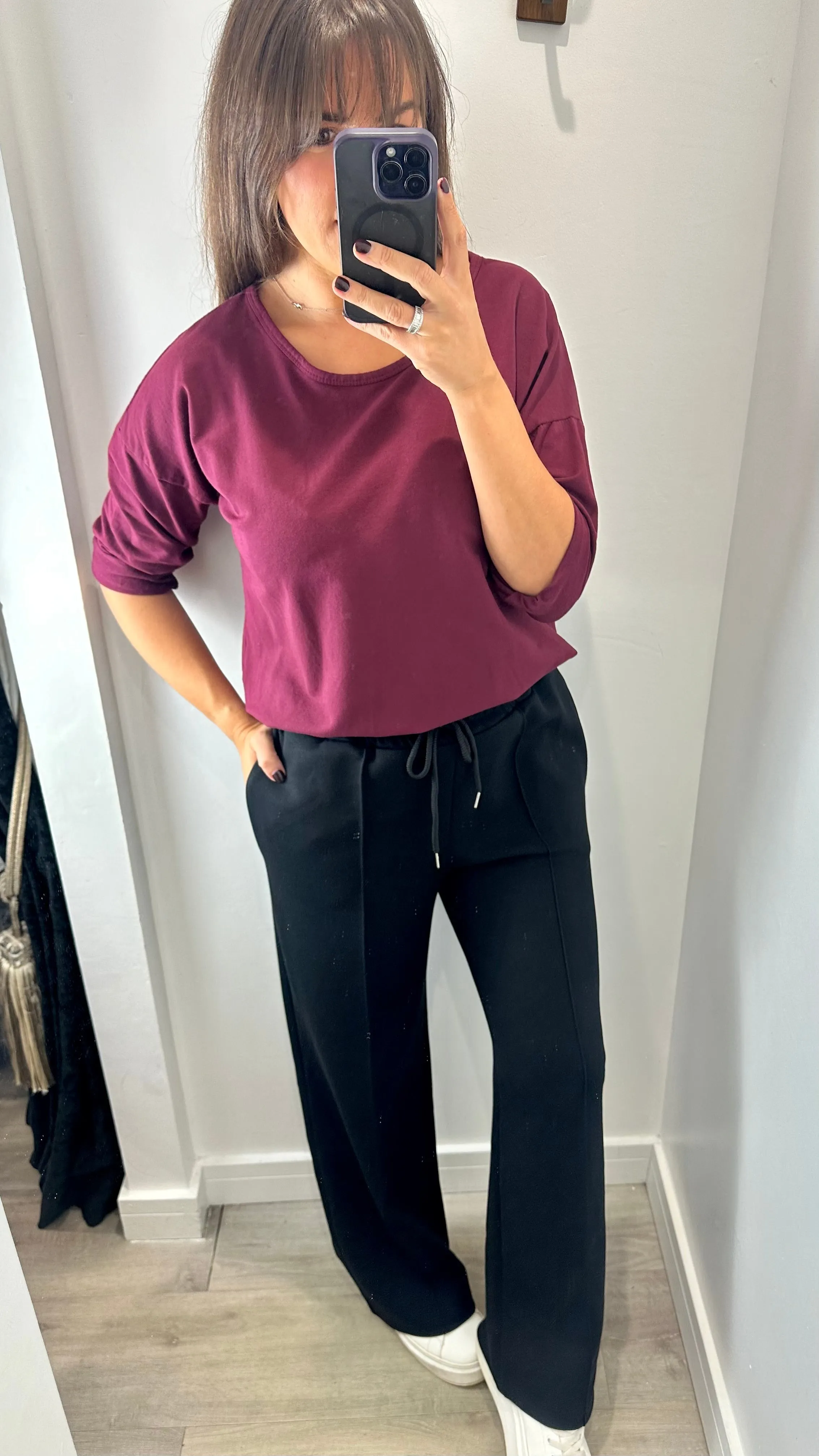 BLACK STRAIGHT LEG TROUSERS