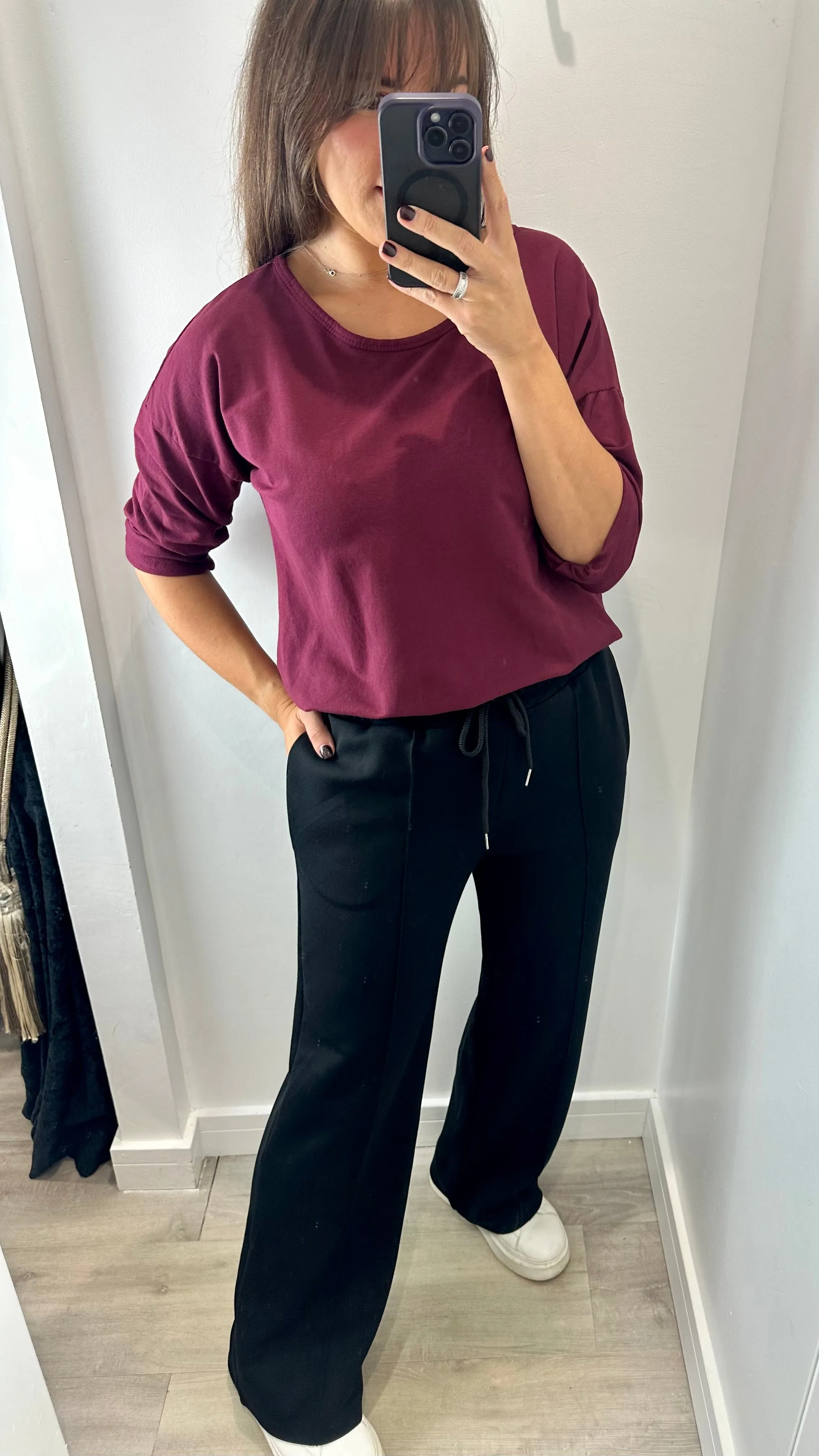 BLACK STRAIGHT LEG TROUSERS