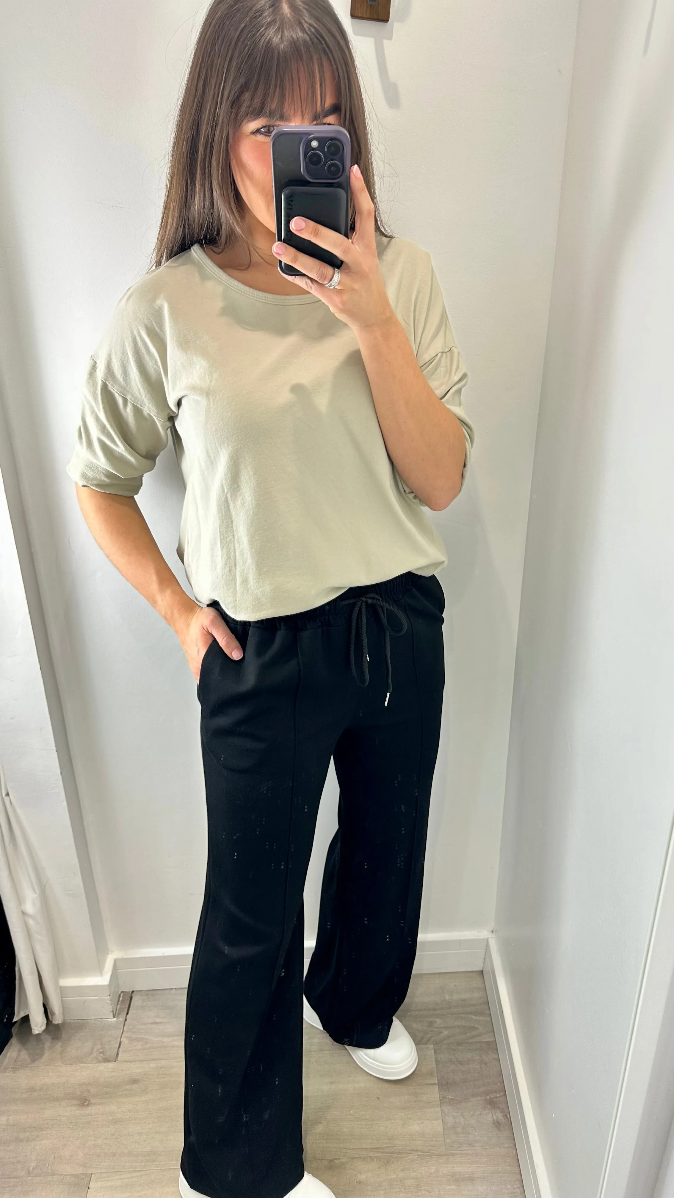 BLACK STRAIGHT LEG TROUSERS