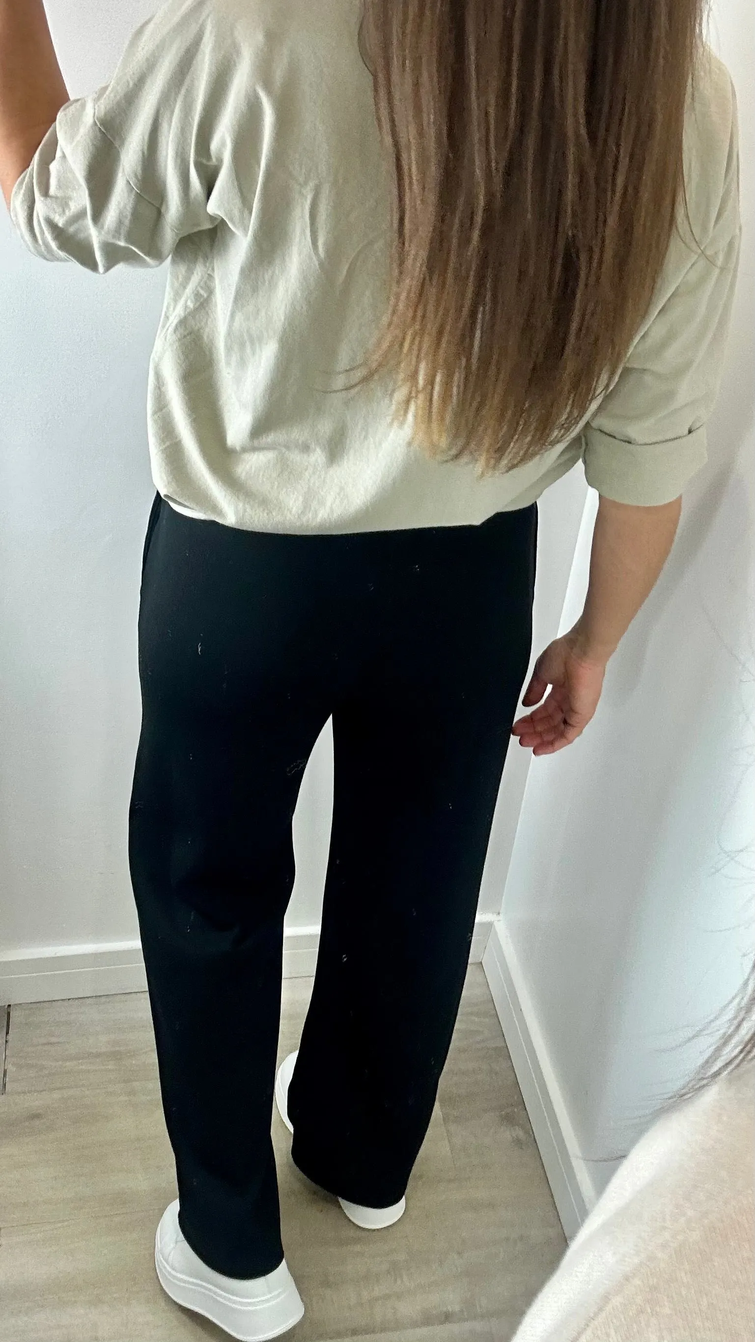 BLACK STRAIGHT LEG TROUSERS