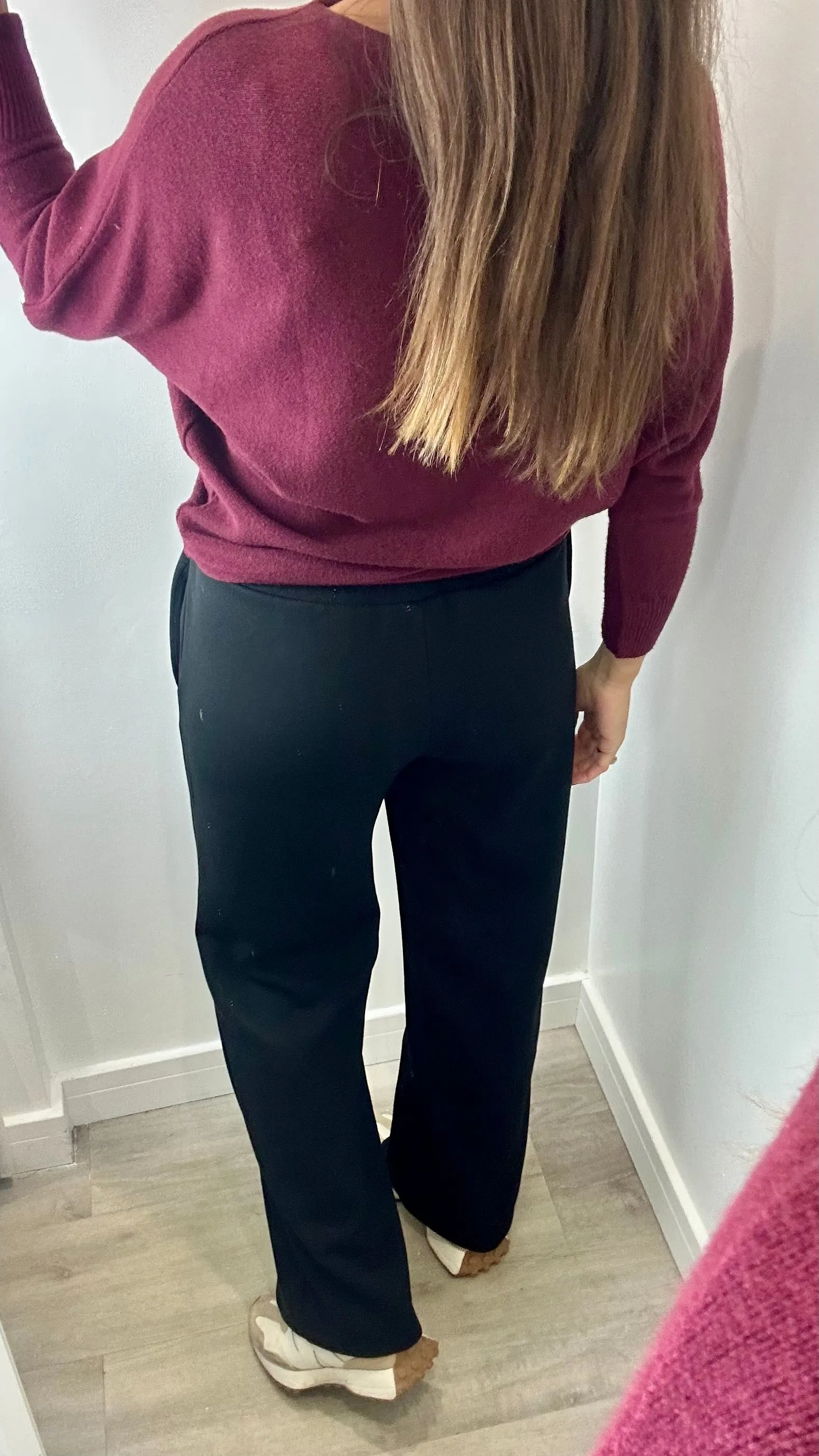 BLACK STRAIGHT LEG TROUSERS