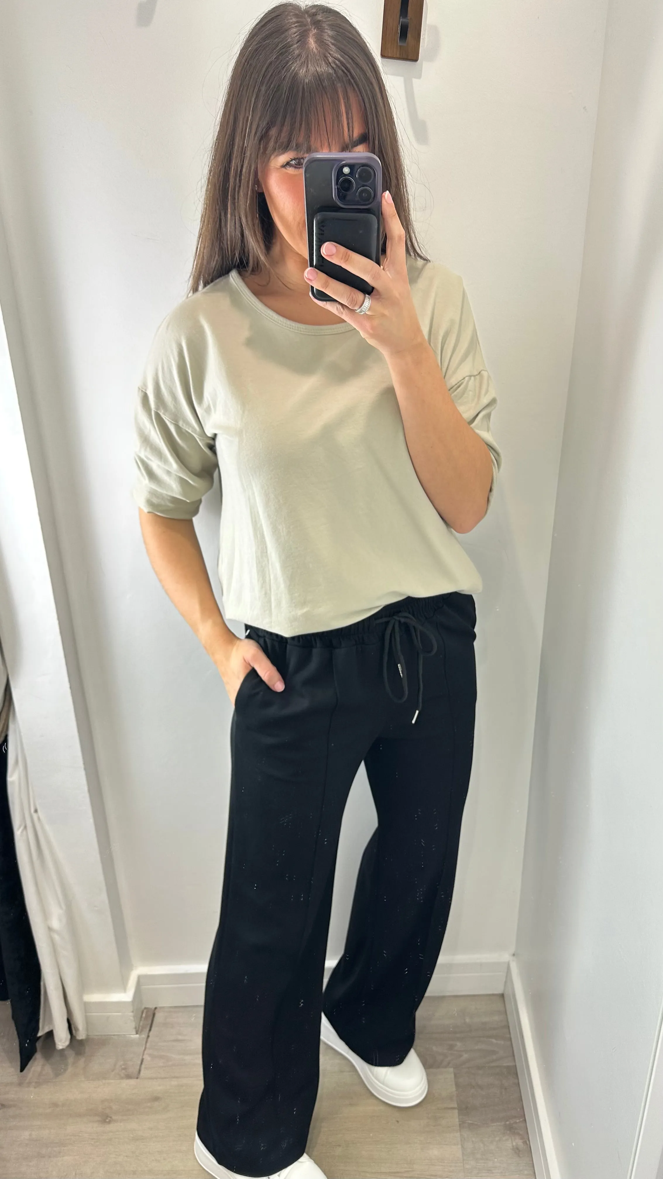 BLACK STRAIGHT LEG TROUSERS