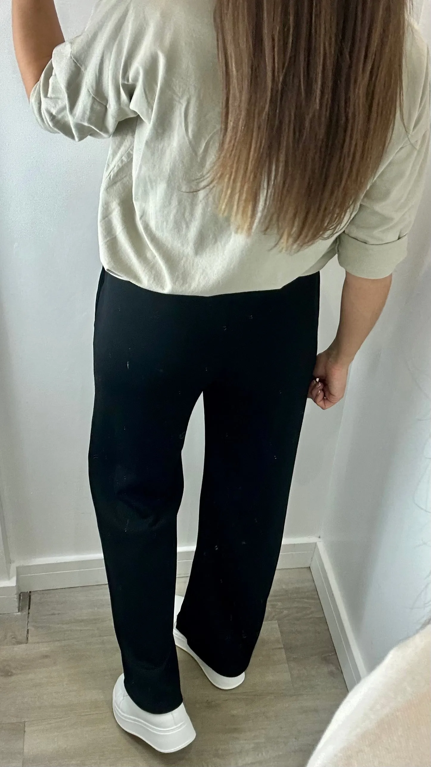 BLACK STRAIGHT LEG TROUSERS
