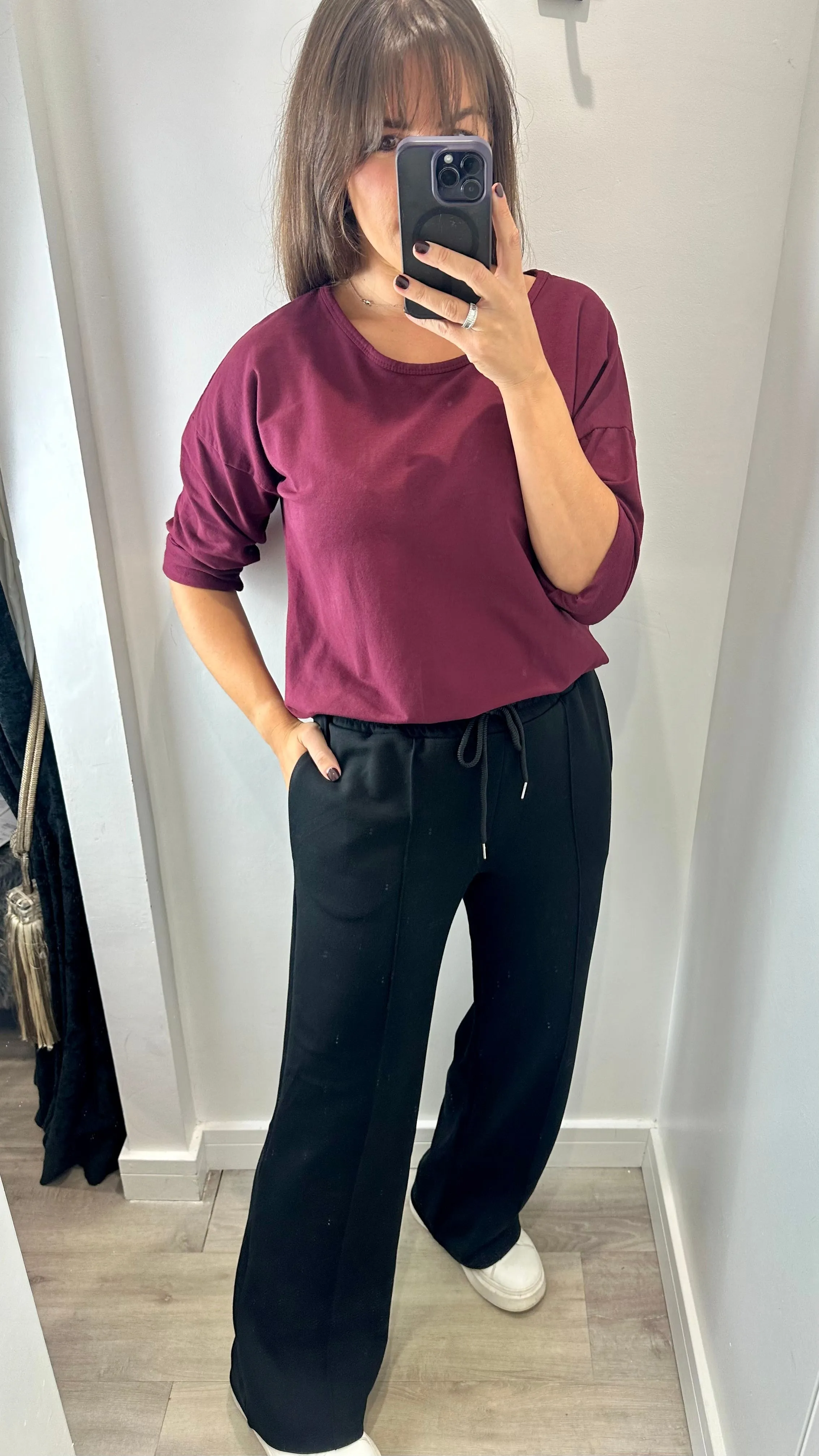 BLACK STRAIGHT LEG TROUSERS