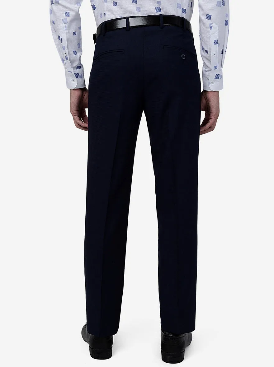 Blue Solid Slim Fit Formal Trouser | Greenfibre