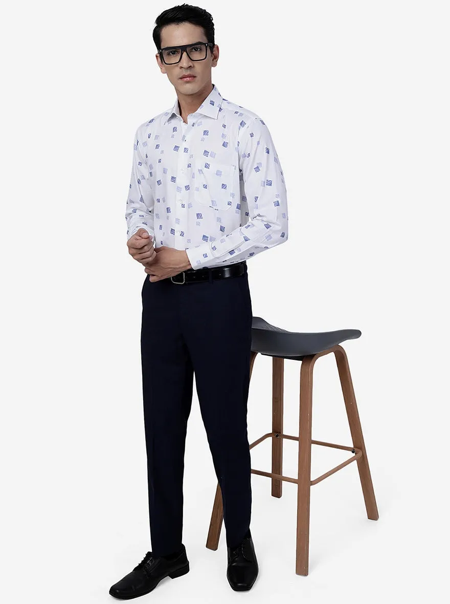 Blue Solid Slim Fit Formal Trouser | Greenfibre