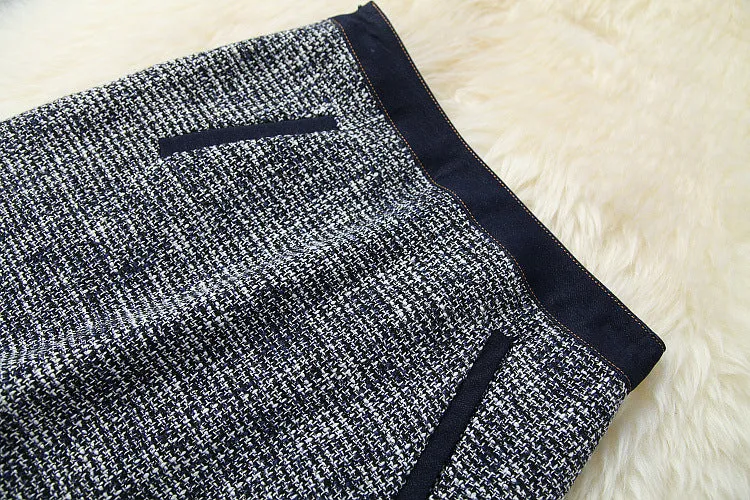 Blue Splicing Denim Single-breasted Coat Skirt Two-piece Set