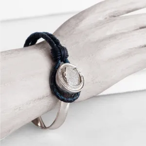 Bosal - Sterling Silver on Brass w/Black Leather Horseshoe Bracelet