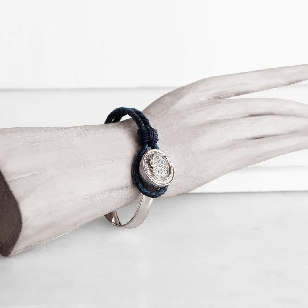 Bosal - Sterling Silver on Brass w/Black Leather Horseshoe Bracelet