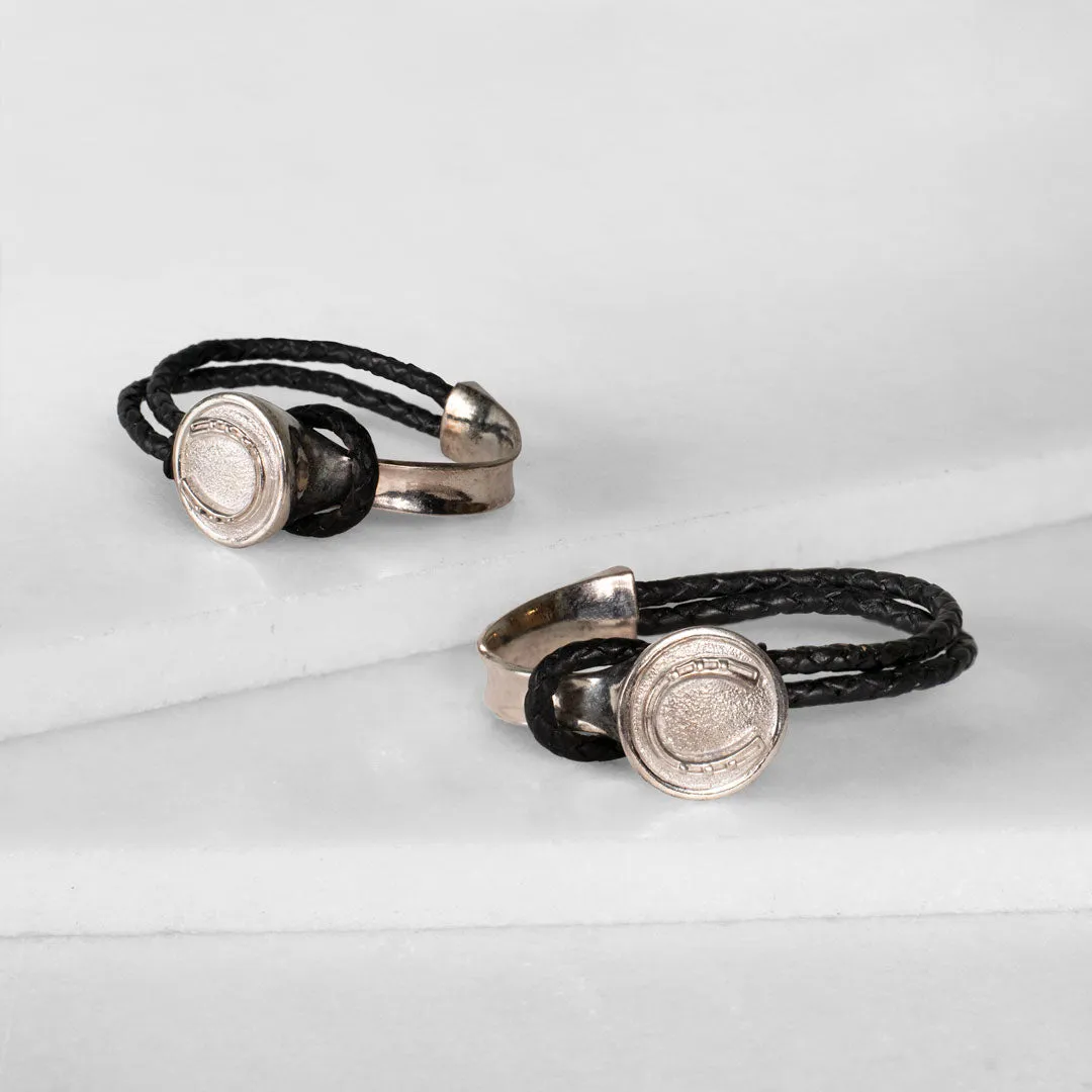 Bosal - Sterling Silver on Brass w/Black Leather Horseshoe Bracelet