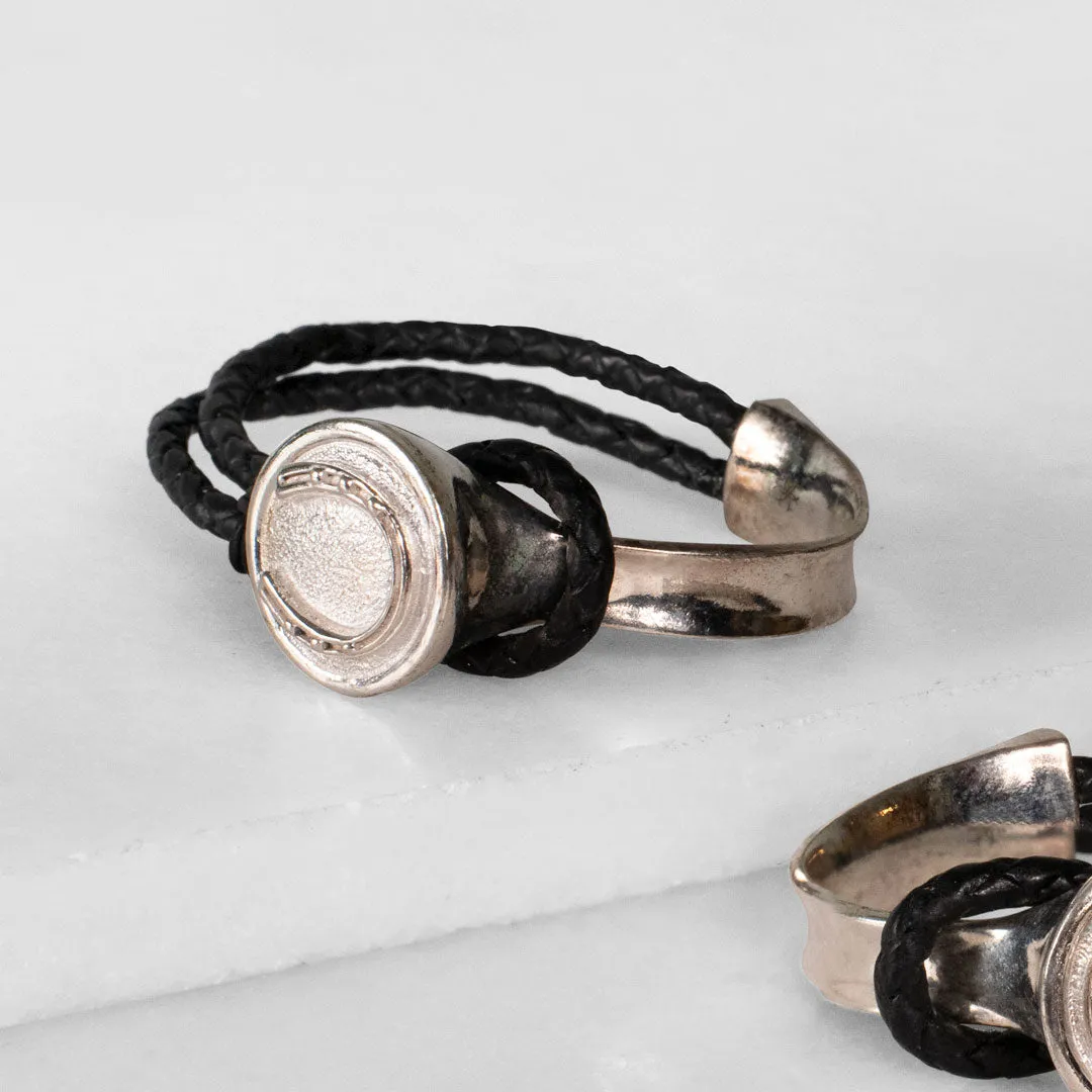 Bosal - Sterling Silver on Brass w/Black Leather Horseshoe Bracelet