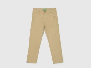 Boy's Solid Slim Fit Trousers with Button Closure