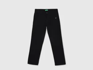 Boy's Solid Slim Fit Trousers with Button Closure