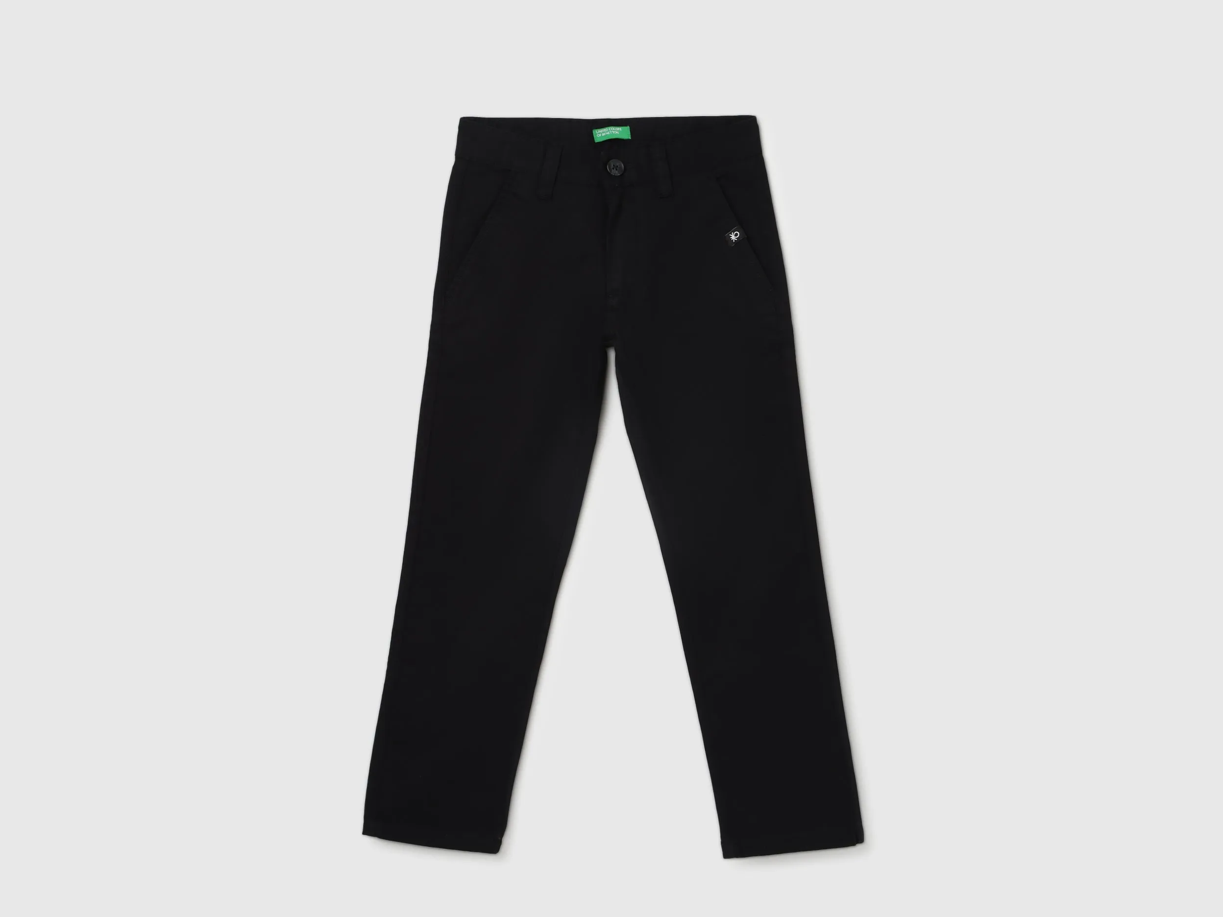 Boy's Solid Slim Fit Trousers with Button Closure