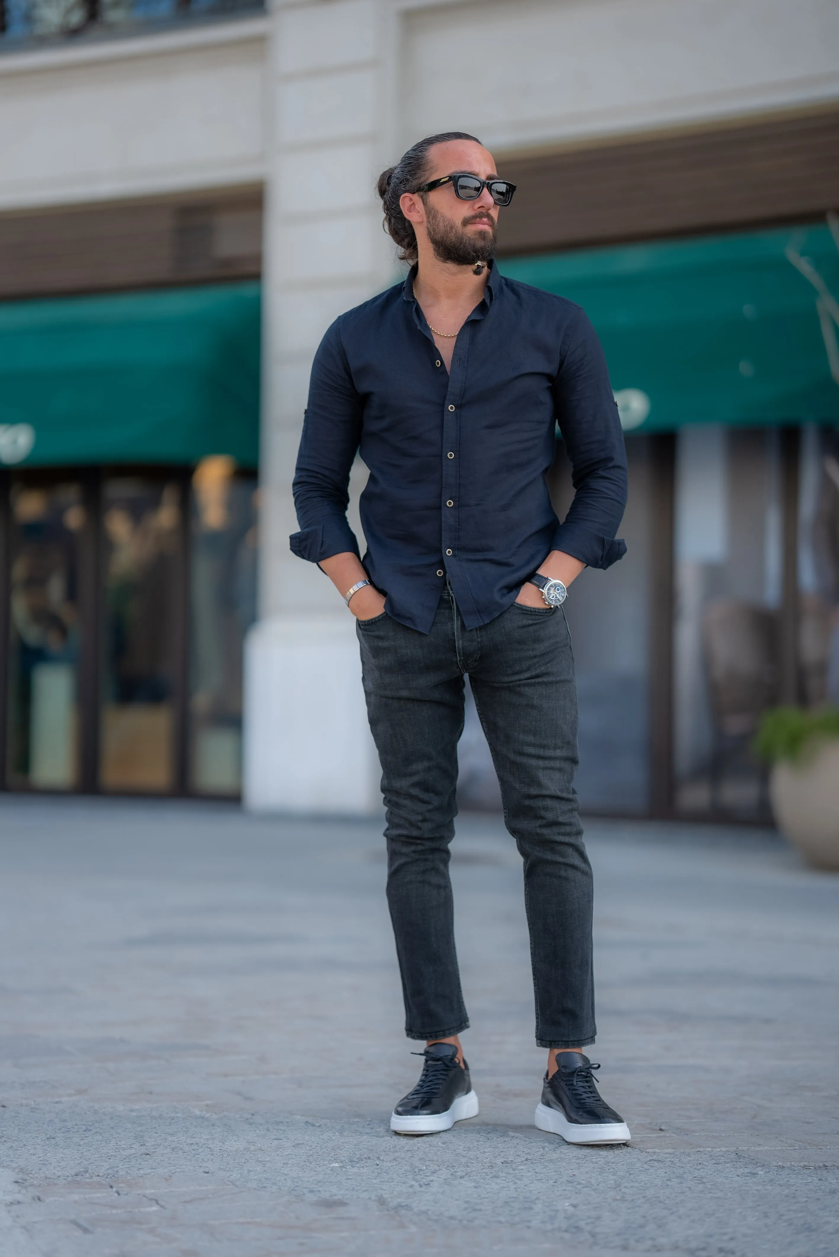 Brabion Alonso Black Slim Fit Crosshatch Casual Shirt - Elevate Your Wardrobe