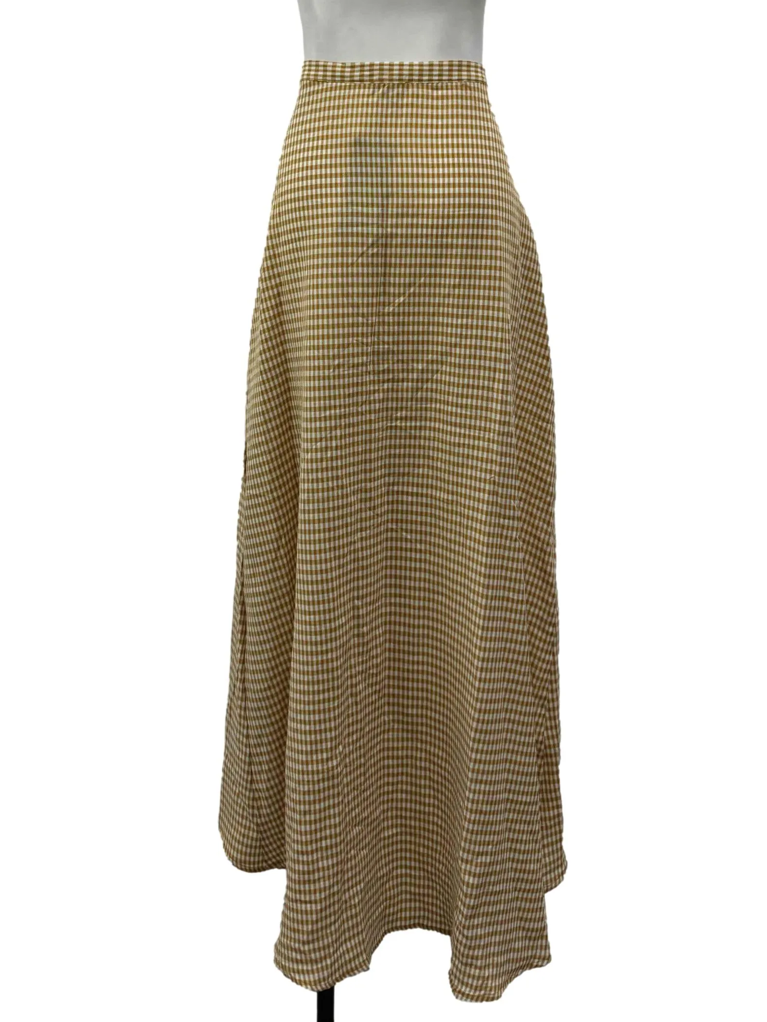 Brown Checkered Ruffle Edge Skirt