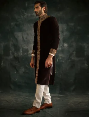 Brown Mens Pakistani Sherwani for Wedding Wear #GN919