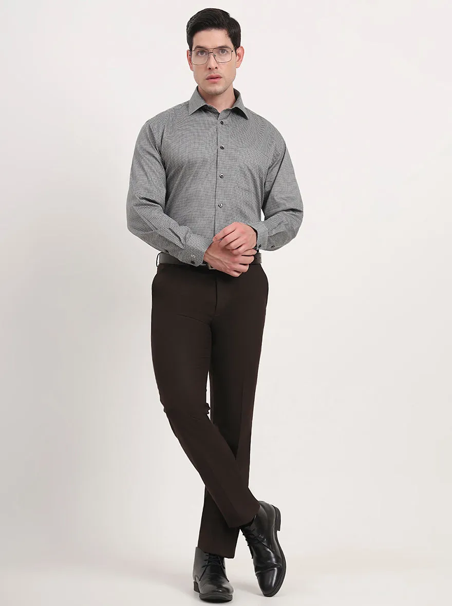 Brown Solid Slim Fit Formal Trouser | Greenfibre