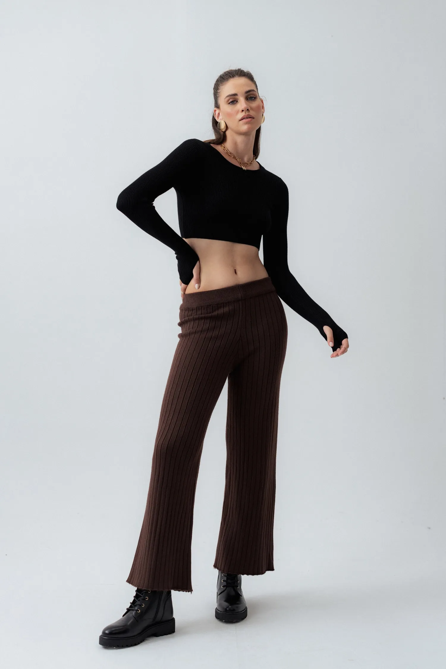 Brown Straight Fit Trousers