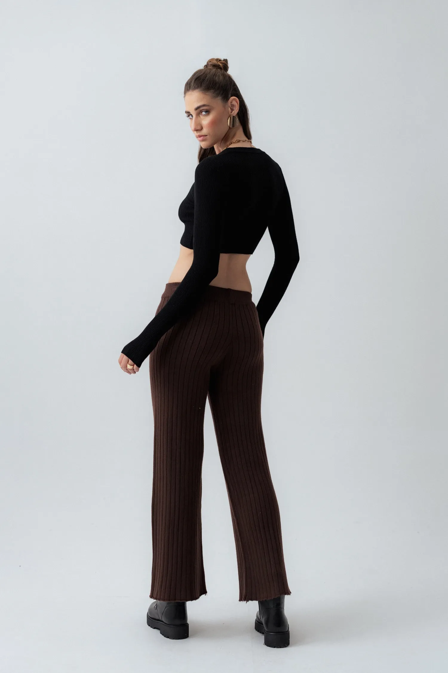 Brown Straight Fit Trousers