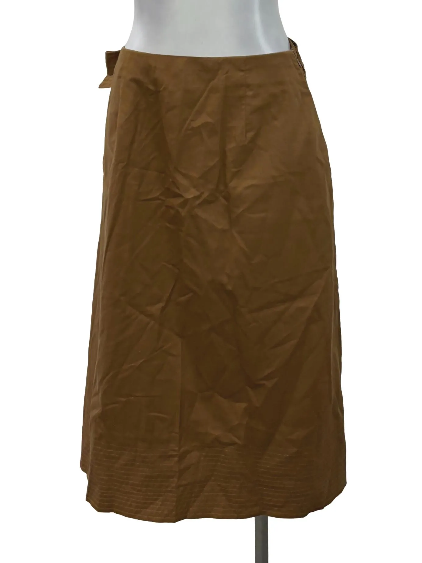 Brown Tie Back Midi Skirt