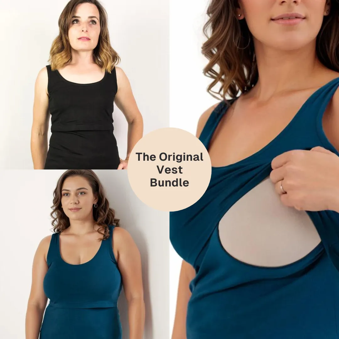 Bshirt Nursing Vest - Twin Pack -Black & Teal