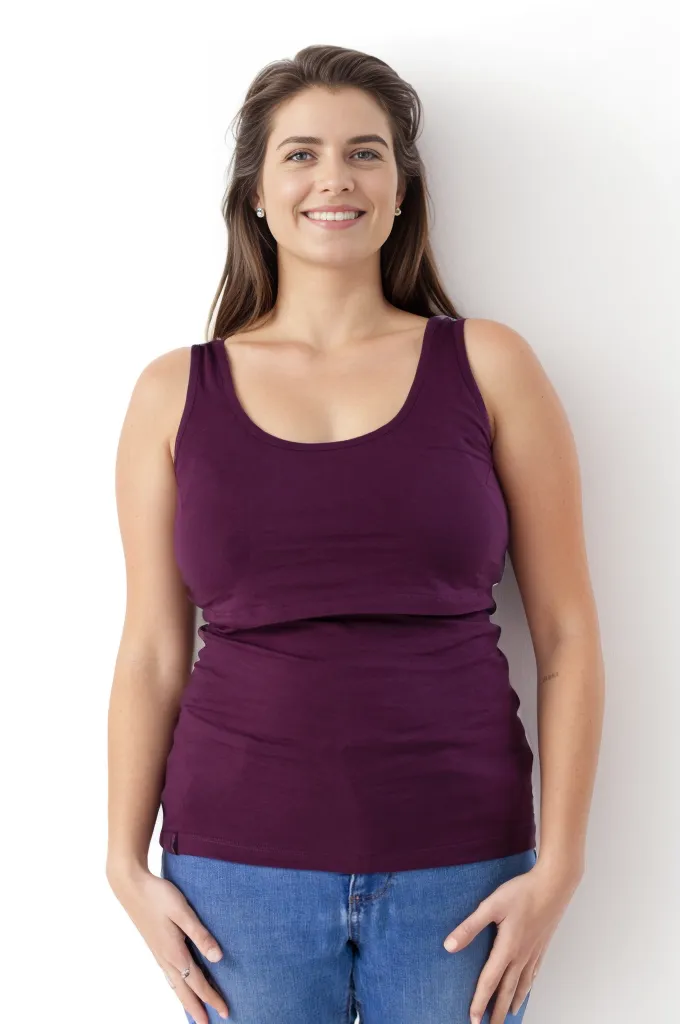 Bshirt Nursing Vest - Twin Pack -White & Plum