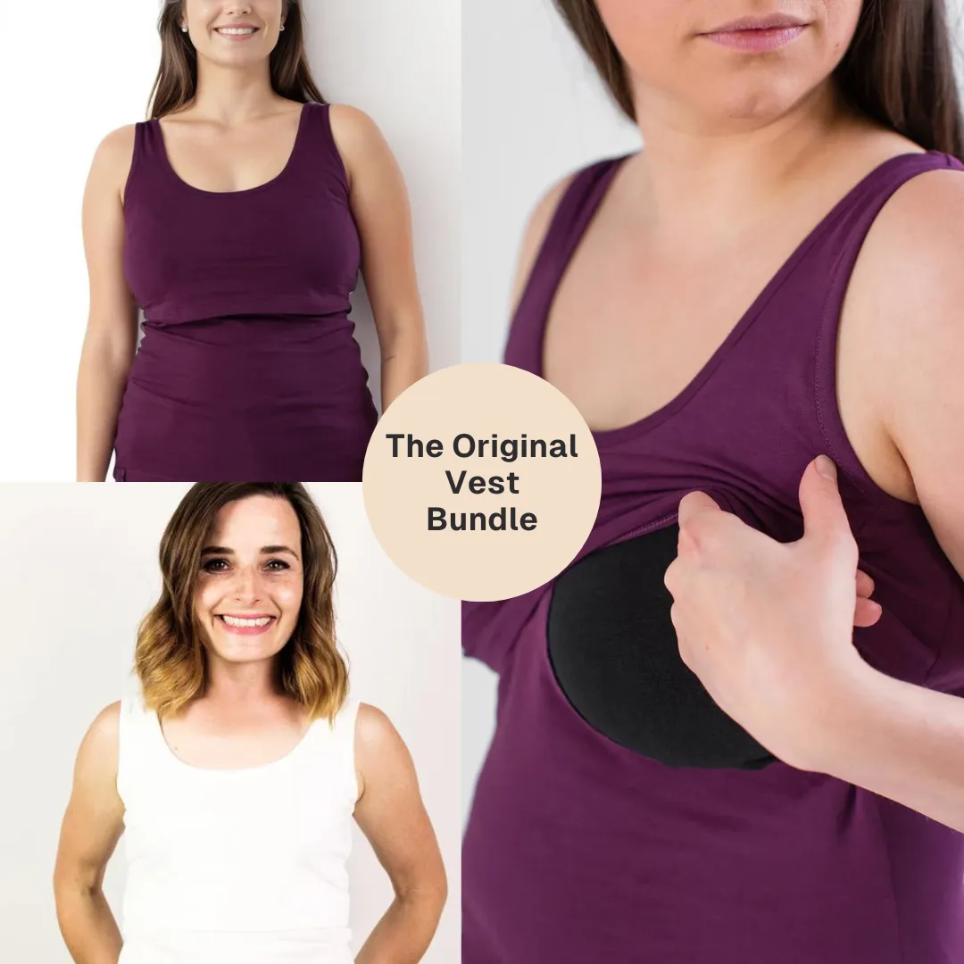 Bshirt Nursing Vest - Twin Pack -White & Plum