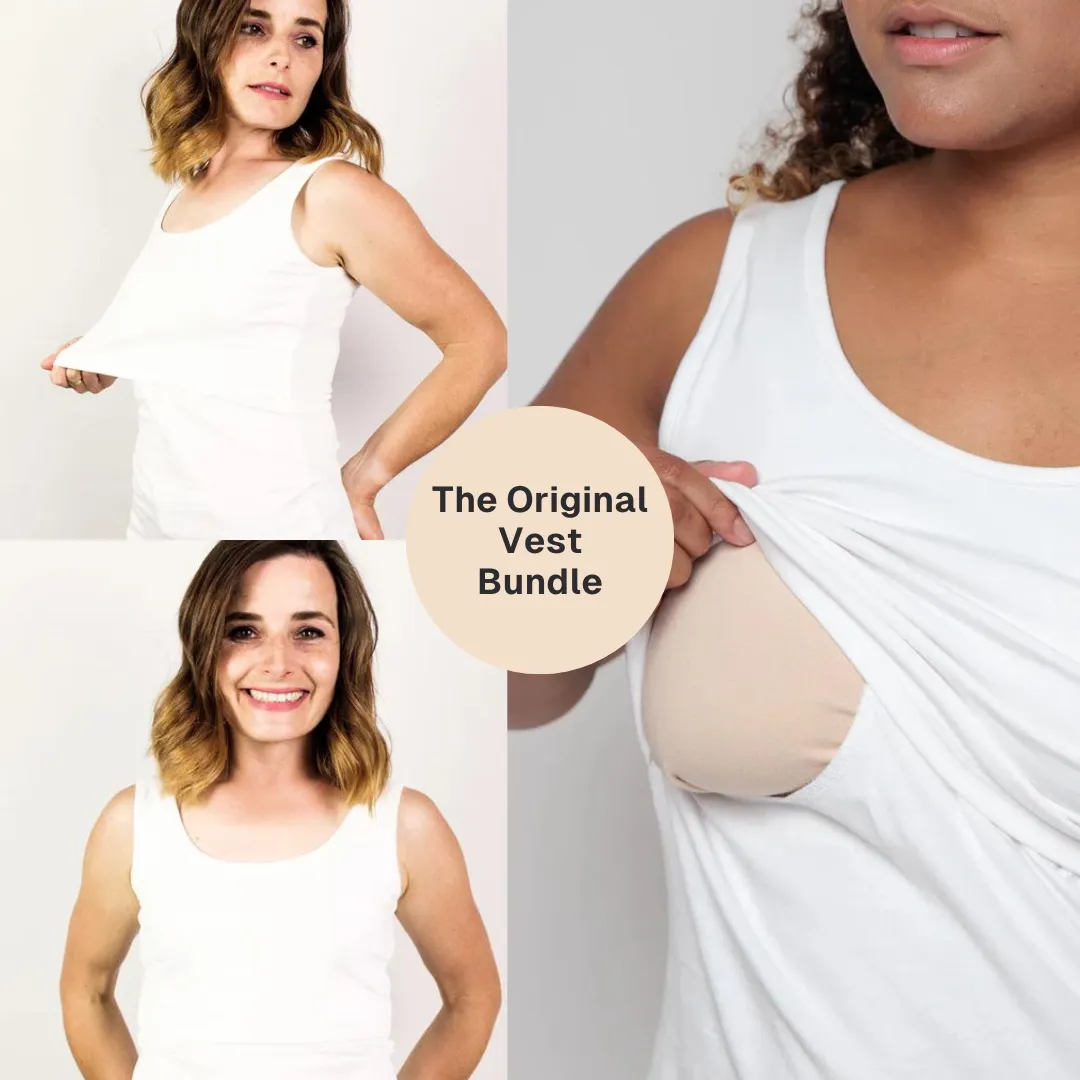 Bshirt Nursing Vest - Twin Pack -White & White