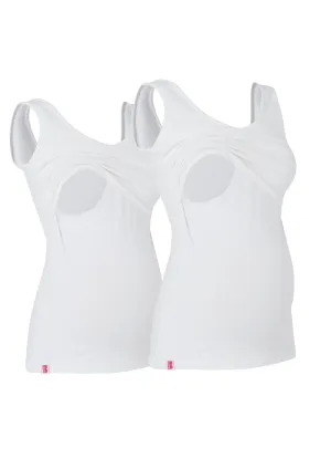 Bshirt Nursing Vest - Twin Pack -White & White