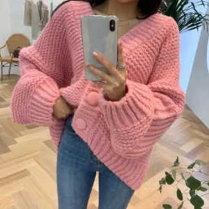 Buttoned Cable Knit Cardigan