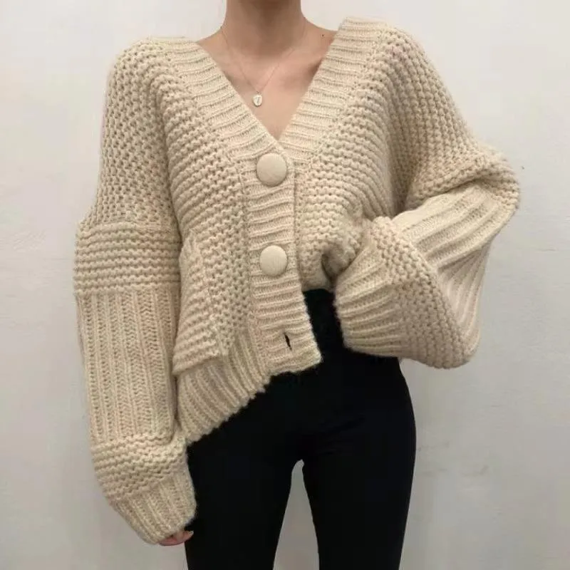 Buttoned Cable Knit Cardigan