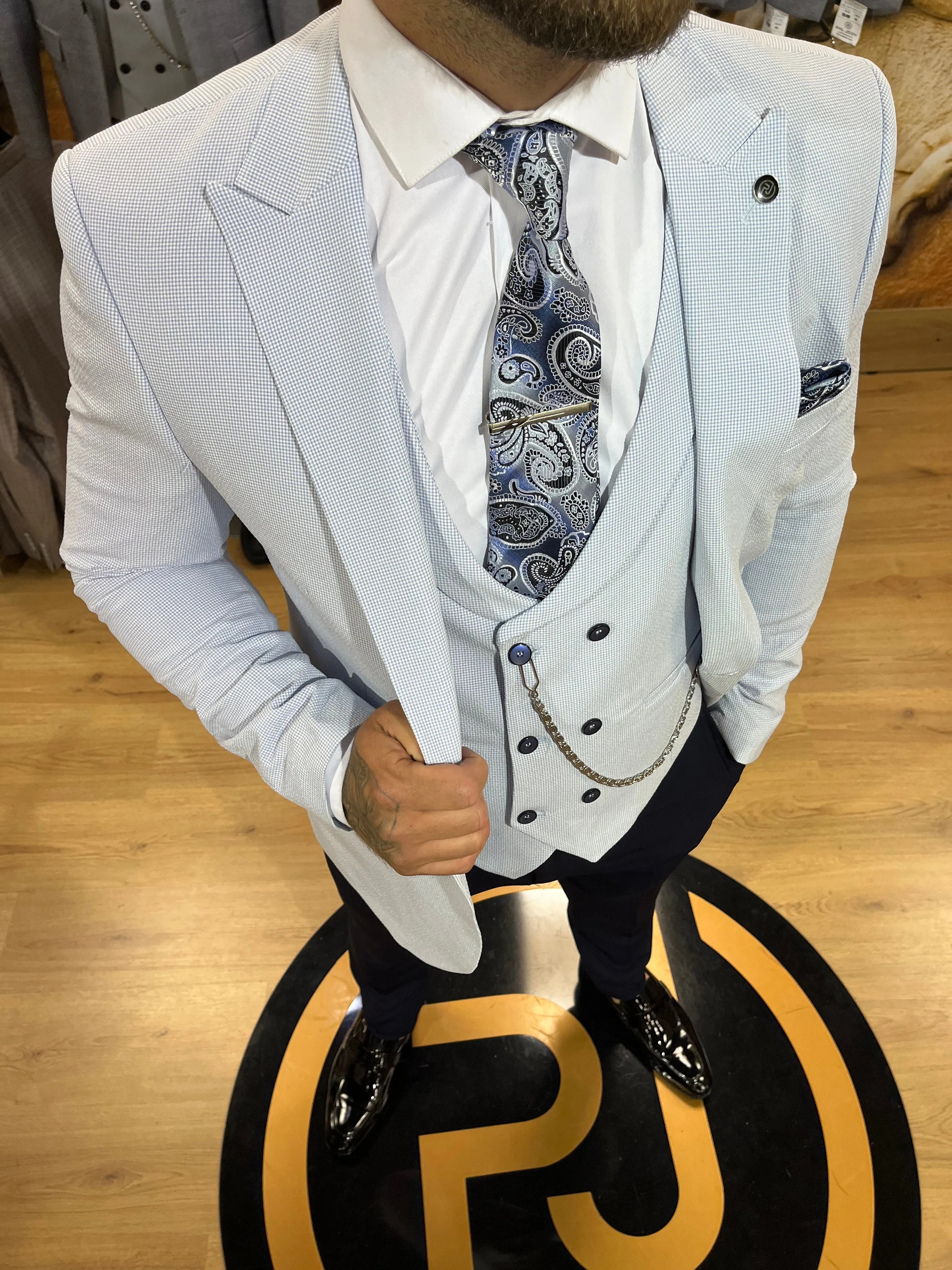 Calvesi - Sky Blue 3 Piece Suit