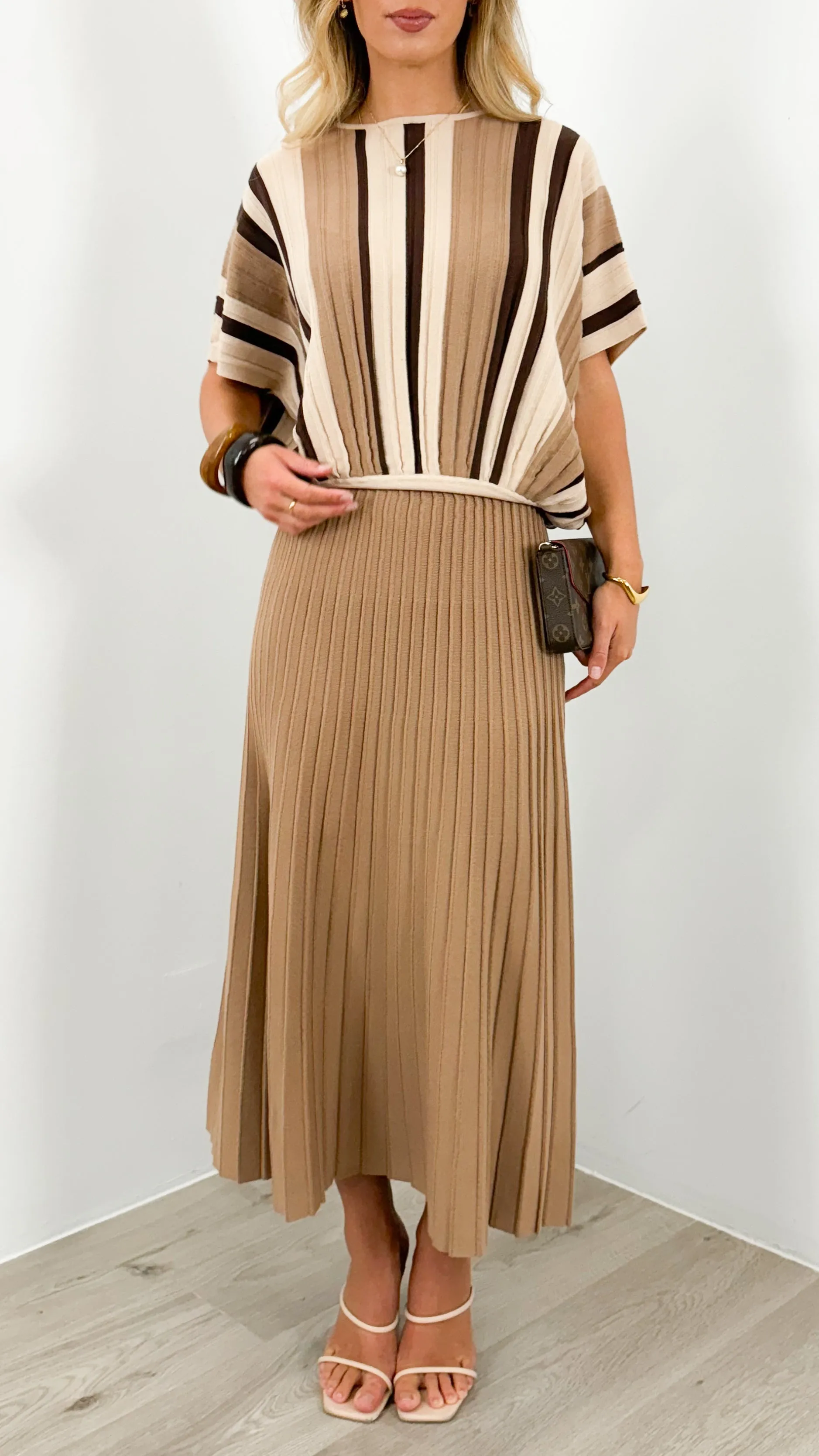 CAMBERWELL KNIT PLEAT SKIRT - ESPRESS0