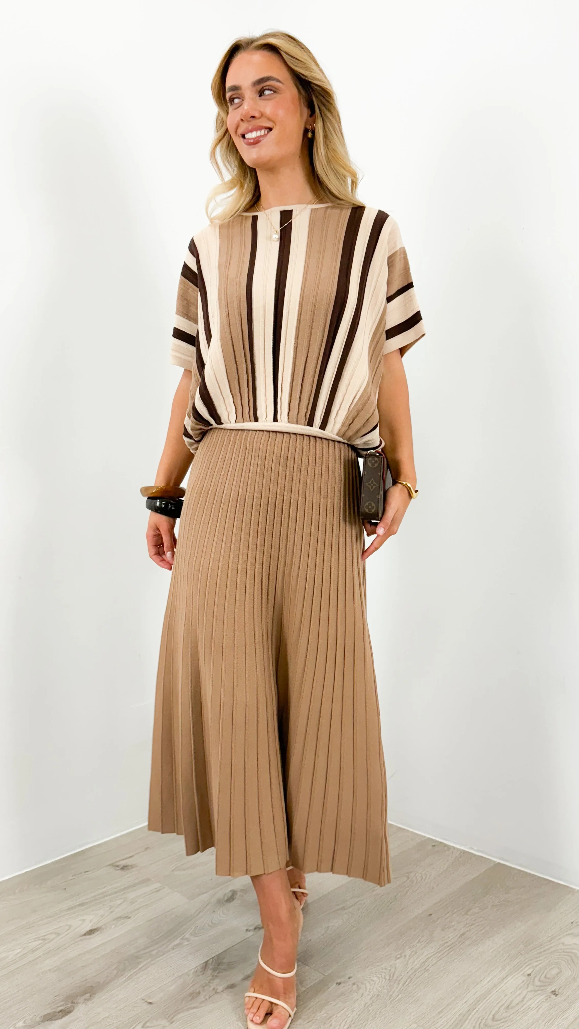 CAMBERWELL KNIT PLEAT SKIRT - ESPRESS0