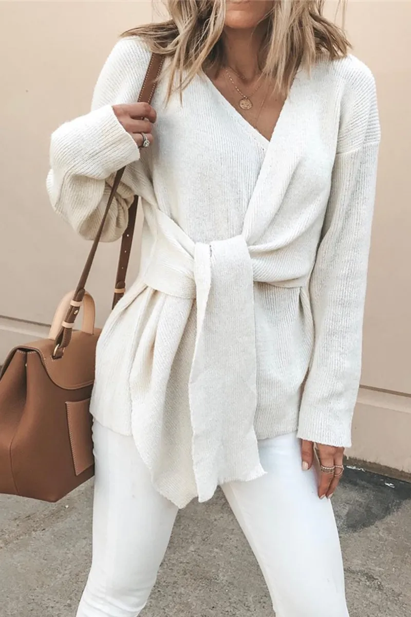 Casual Solid Patchwork V Neck Cardigans(4 Colors)