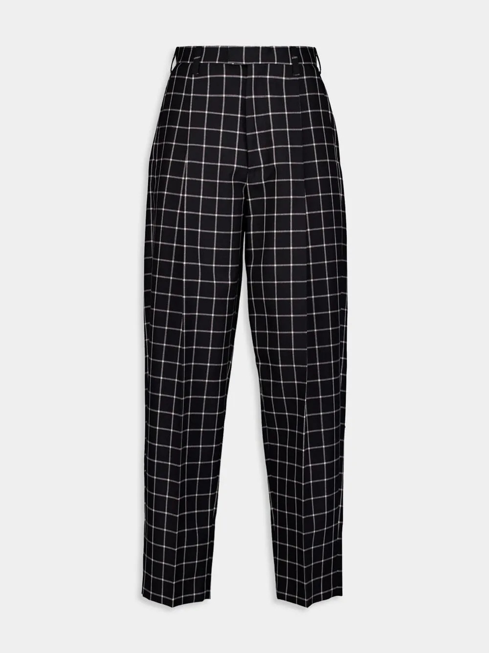 Checked Tapered Cotton Trousers
