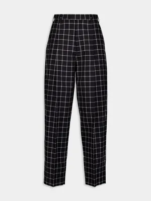 Checked Tapered Cotton Trousers