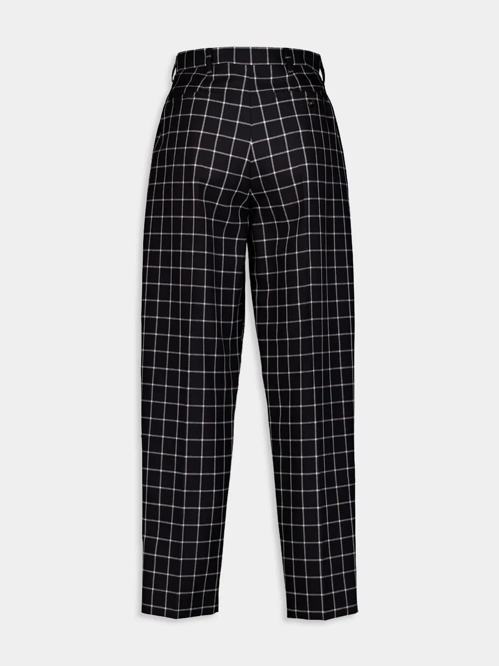 Checked Tapered Cotton Trousers