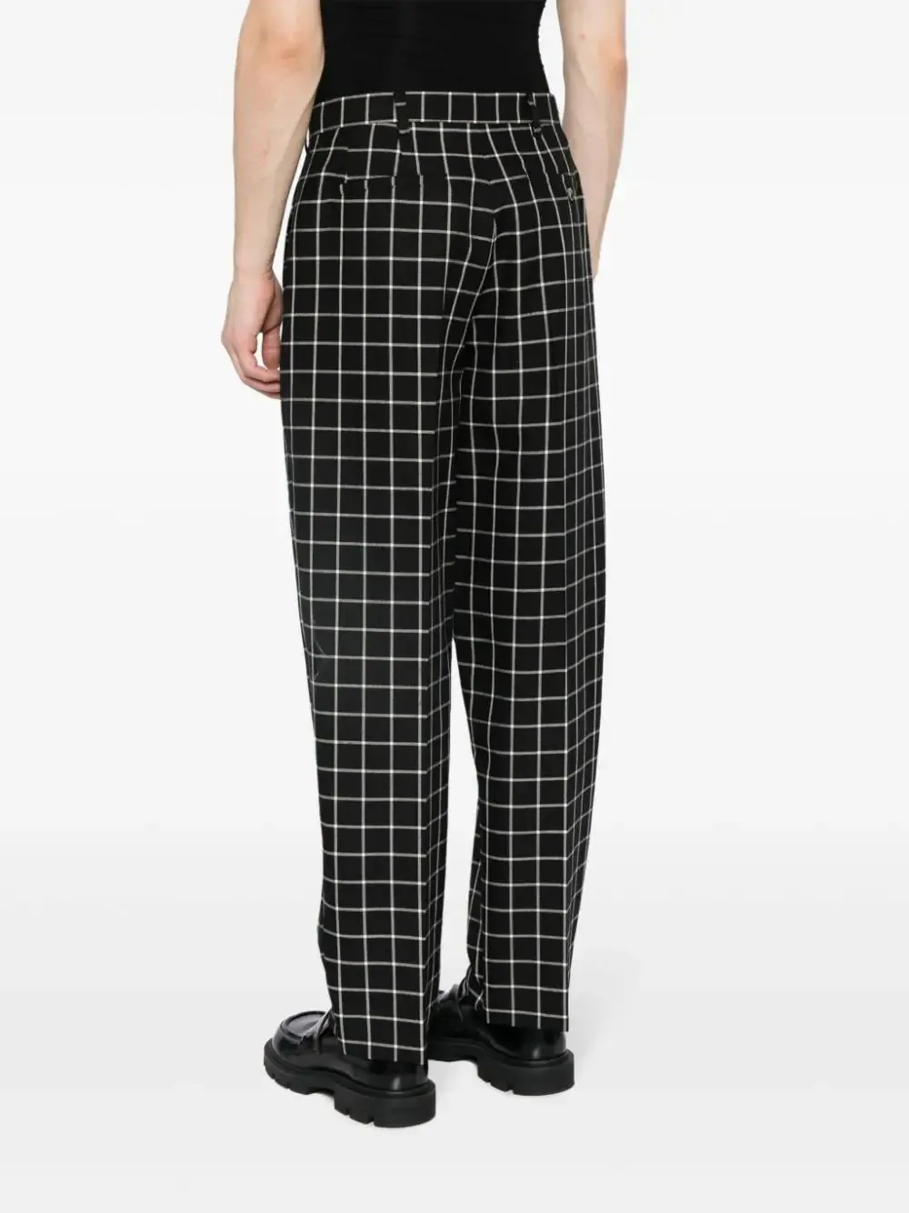 Checked Tapered Cotton Trousers