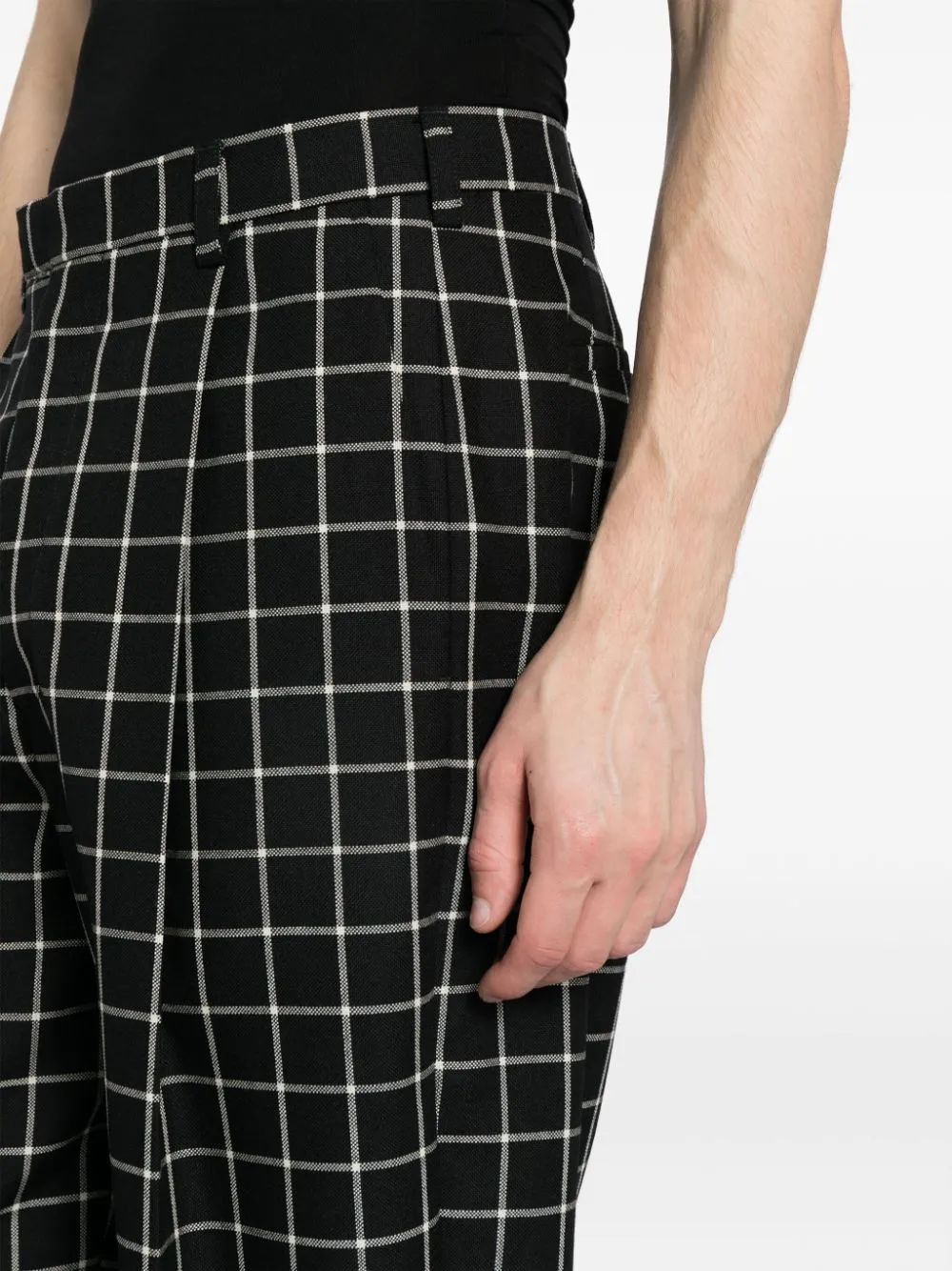 Checked Tapered Cotton Trousers