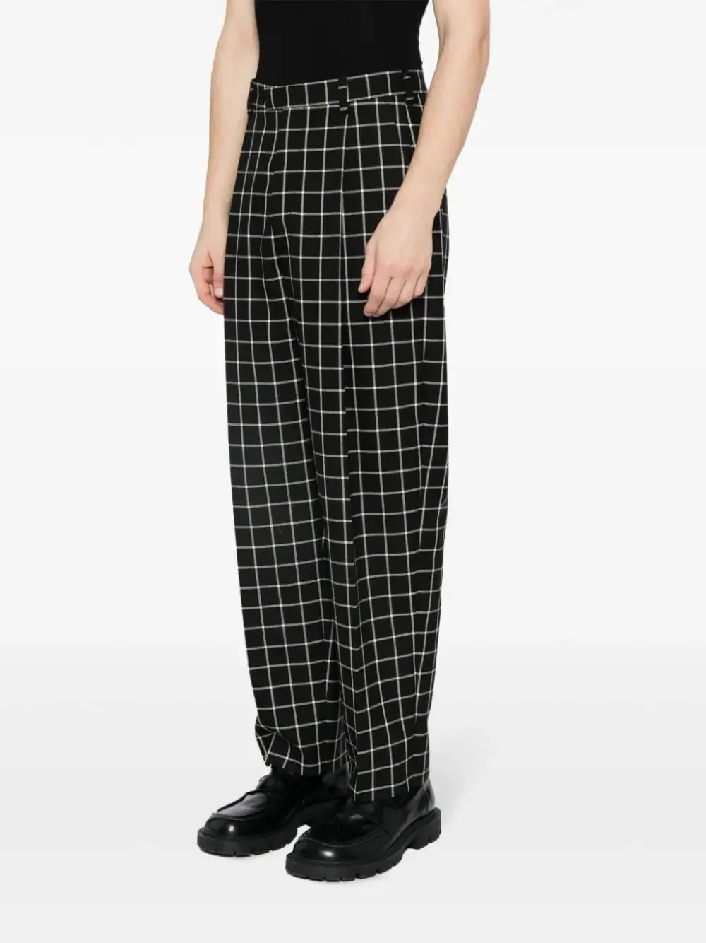 Checked Tapered Cotton Trousers