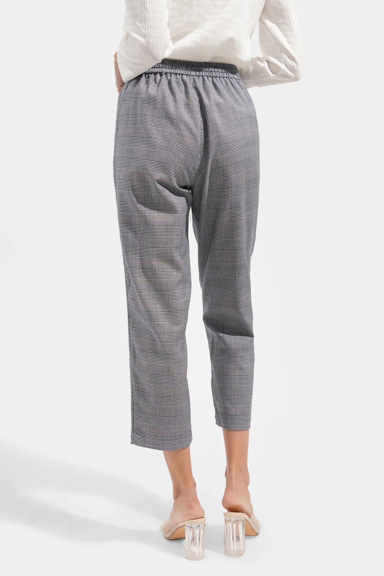 Checkered Drawstring Ankle Length Cozy Pants
