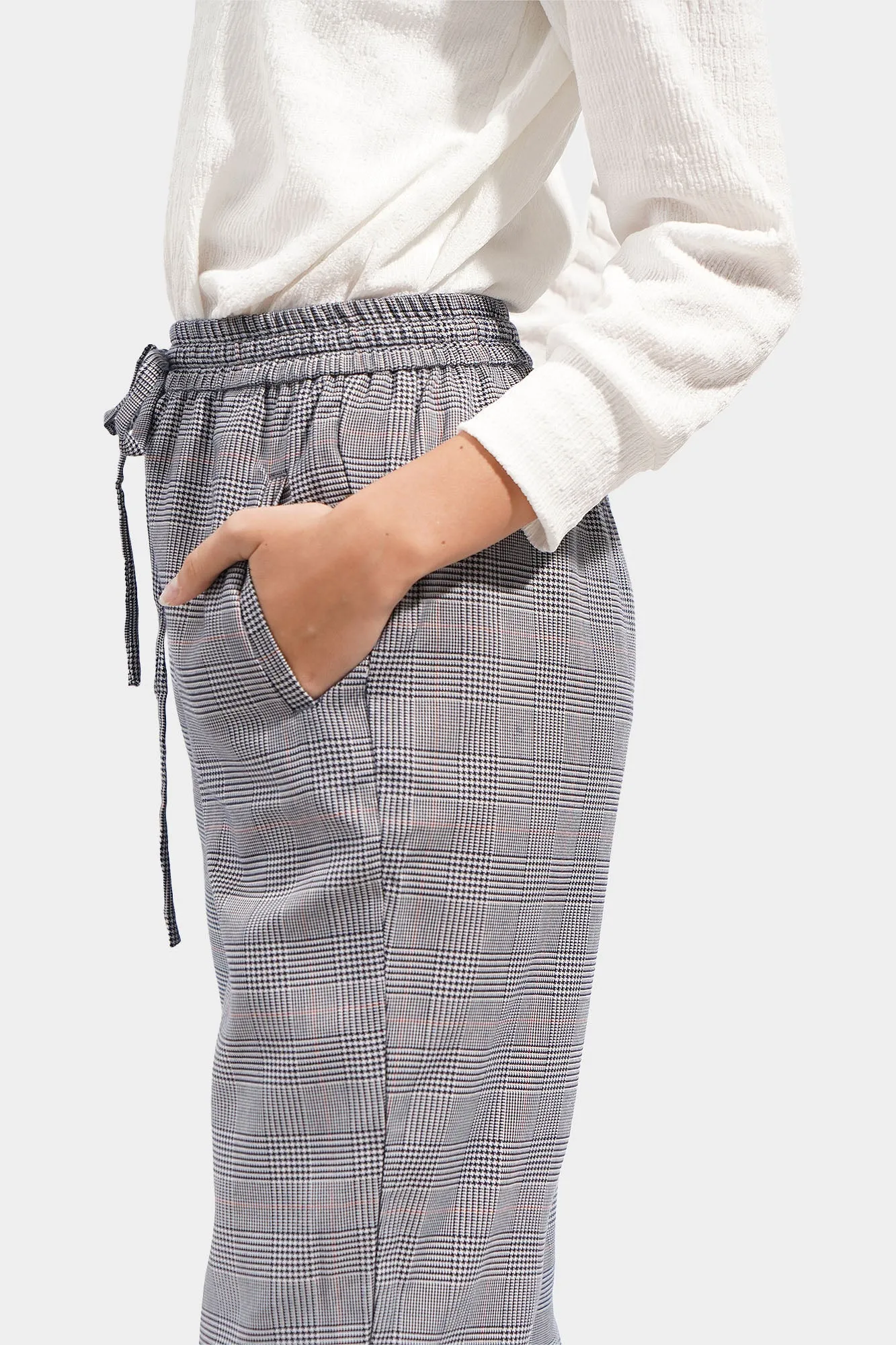 Checkered Drawstring Ankle Length Cozy Pants