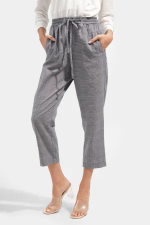 Checkered Drawstring Ankle Length Cozy Pants