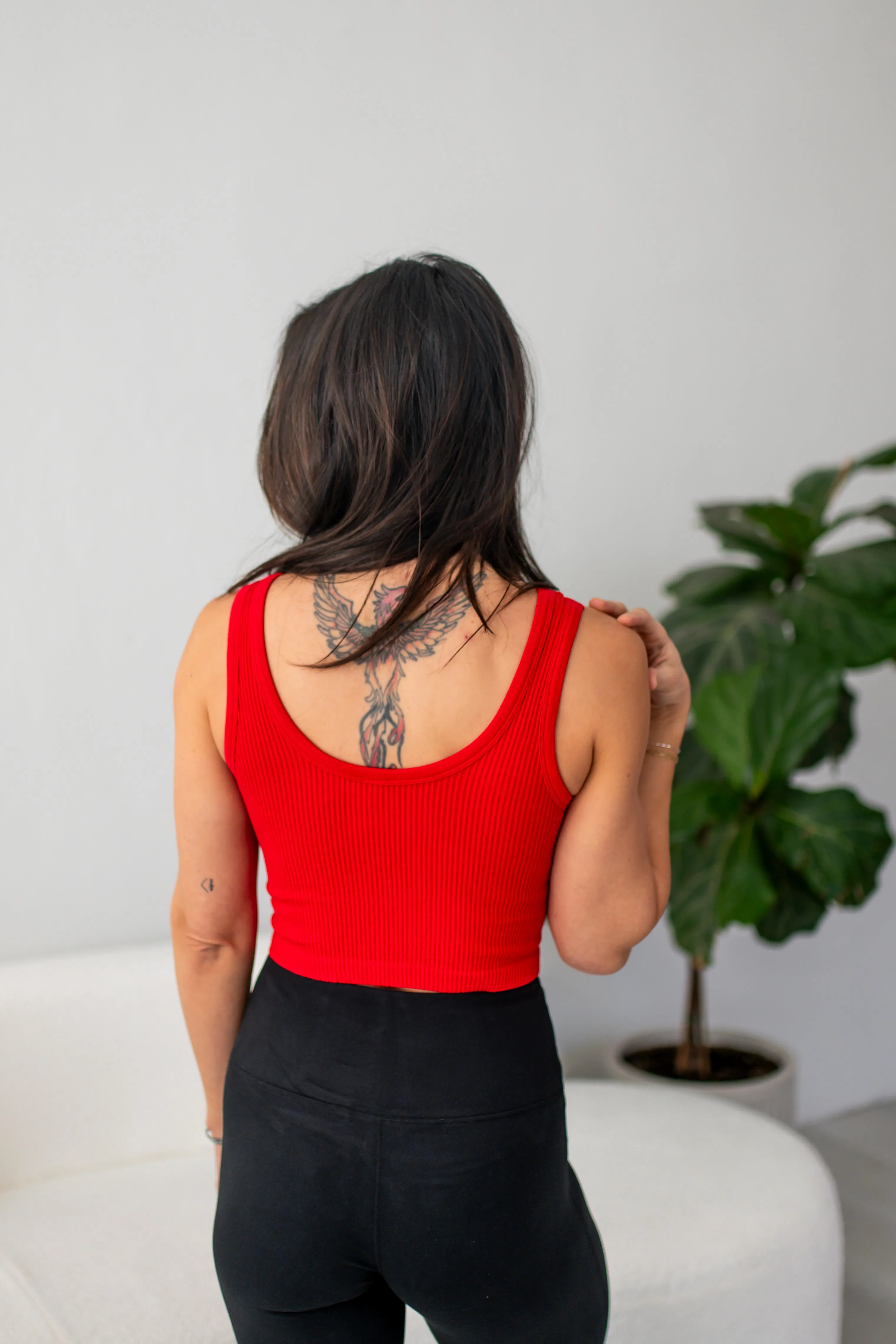 Cherry Ribbed Seamless Cropped Tank Top