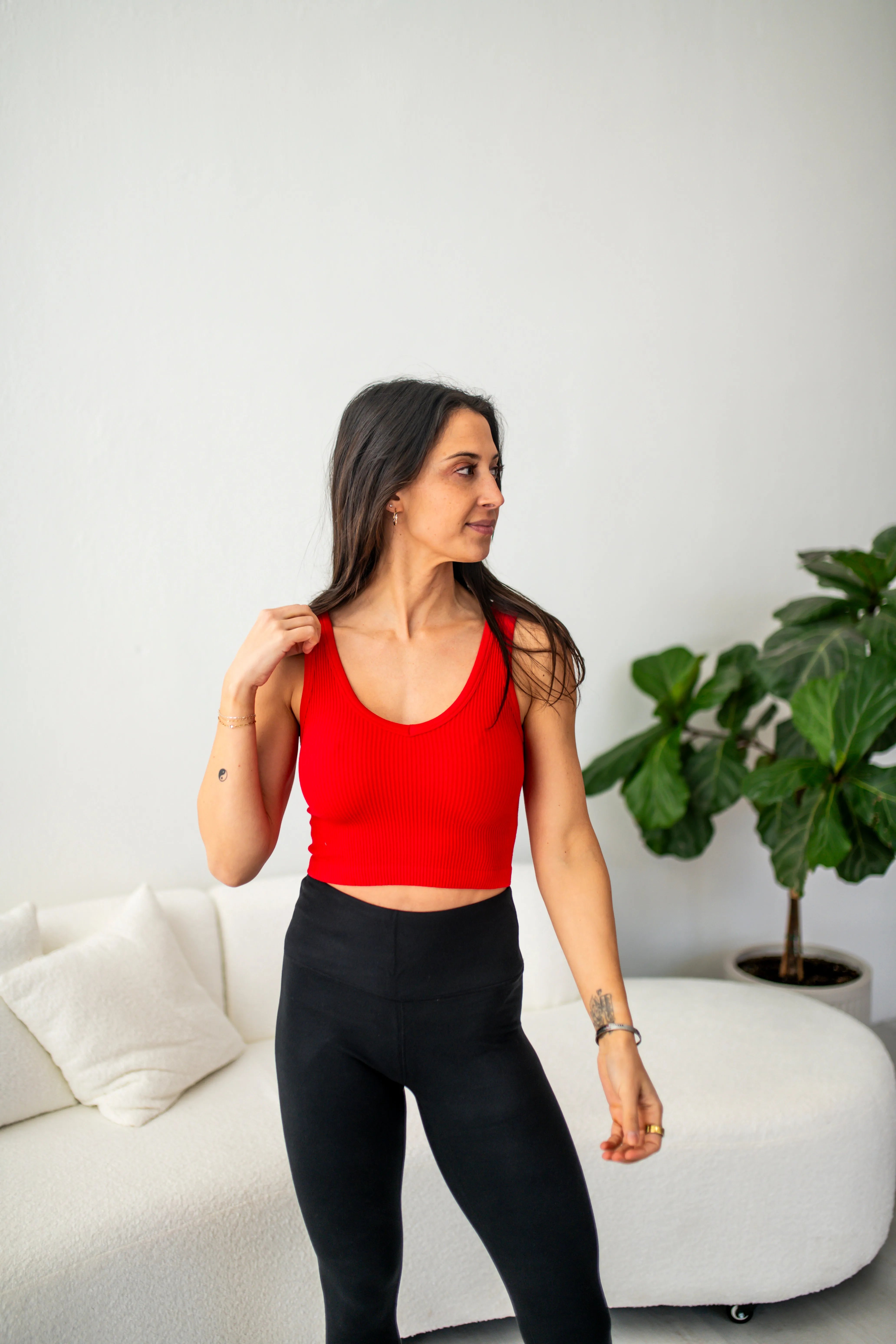 Cherry Ribbed Seamless Cropped Tank Top